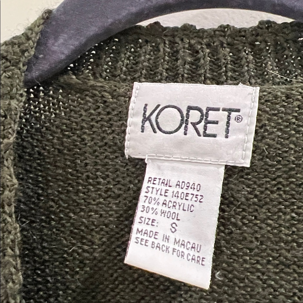 Koret vintage embroidered cardigan size small green floral - Picture 2 of 3